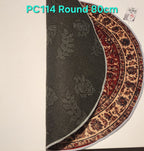 PC114 3D Printed Carpet Red/Brown Round 80cm | שטיח מודפס בסגנון פרסי אוריינטלי 3D עגול אדום חום 80 ס"מ