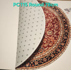 PC115 Printed Carpet Red/Brown Round 78cm | שטיח מודפס בסגנון פרסי אוריינטלי 3D עגול אדום/חום 78 ס"מ