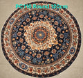 PC116 Printed Carpet Dark Blue Round 120cm | שטיח מודפס בסגנון פרסי אוריינטלי 3D עגול כחול כהה 120 ס"מ