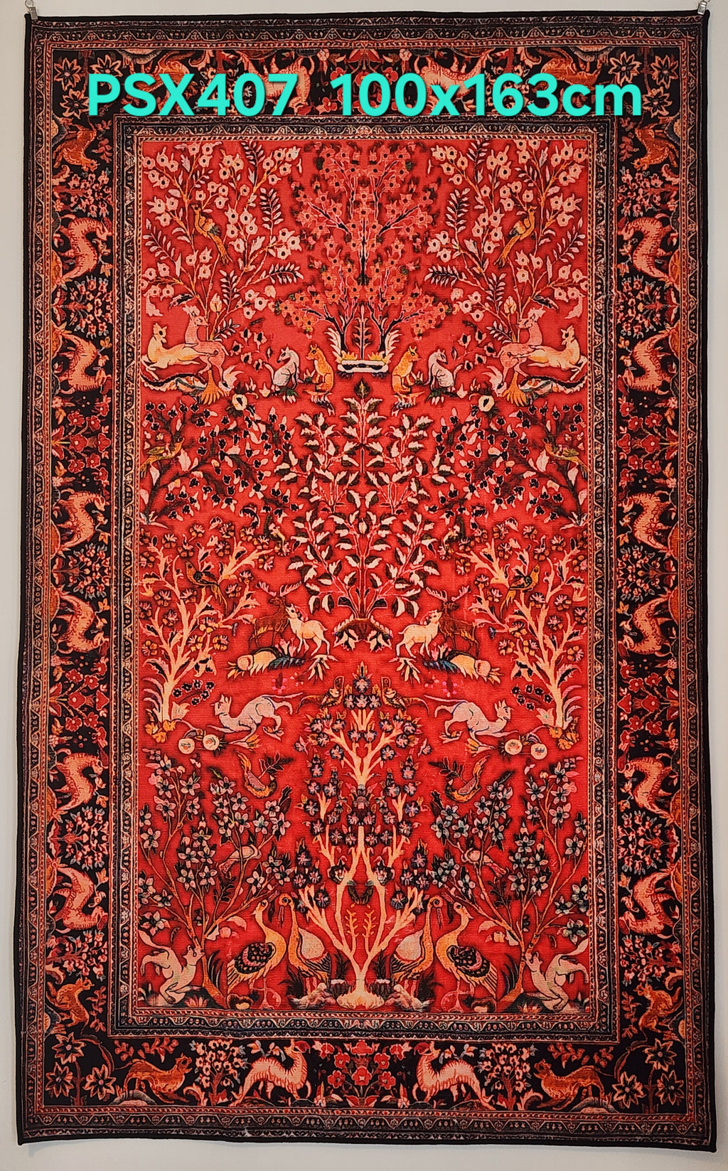 PSX407 Hamedan Persian Style Red | שטיח קיר אומנותי מודפס בסגנון המדהן פרסי 3D פרסי 100X163 ס"מ