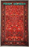 PSX407 Hamedan Persian Style Red | שטיח קיר אומנותי מודפס בסגנון המדהן פרסי 3D פרסי 100X163 ס"מ
