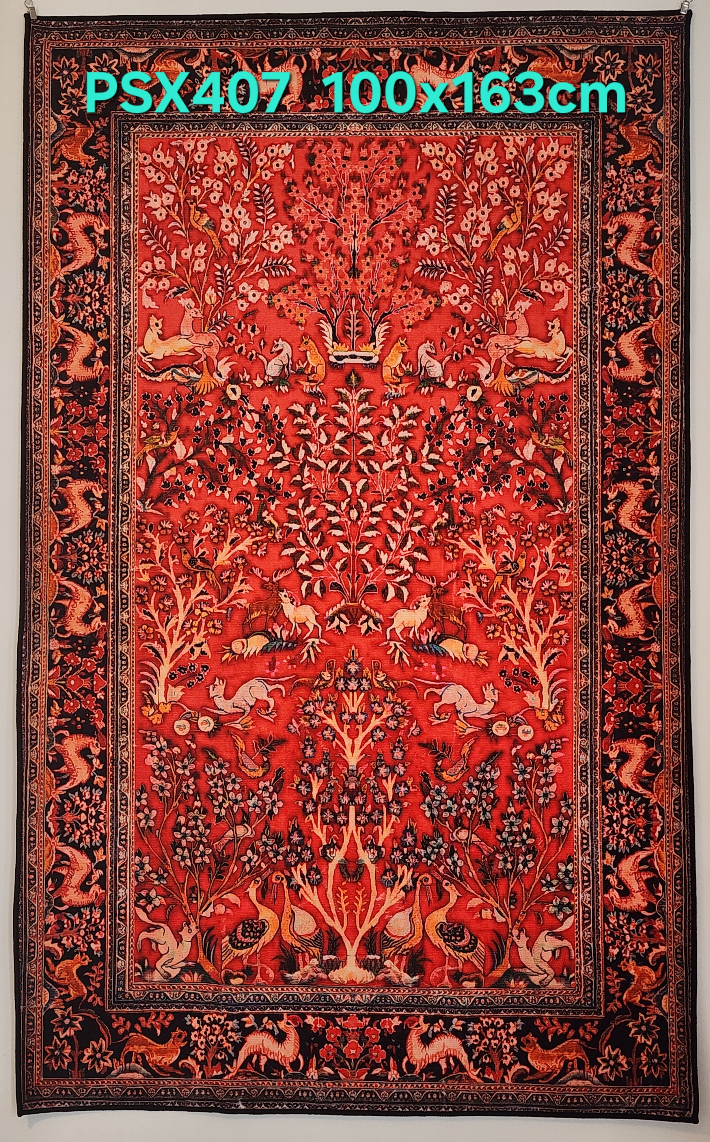 PSX407 Hamedan Persian Style Red | שטיח קיר אומנותי מודפס בסגנון המדהן פרסי 3D פרסי 100X163 ס"מ