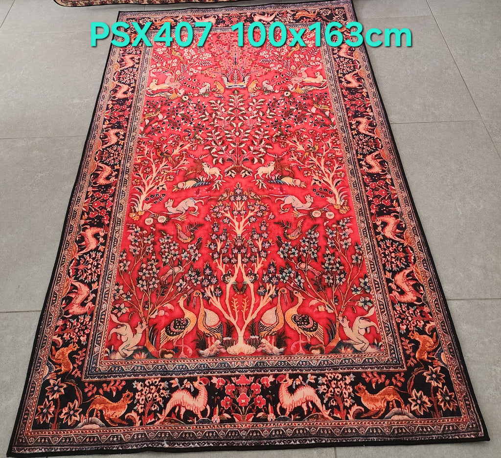 PSX407 Hamedan Persian Style Red | שטיח קיר אומנותי מודפס בסגנון המדהן פרסי 3D פרסי 100X163 ס"מ