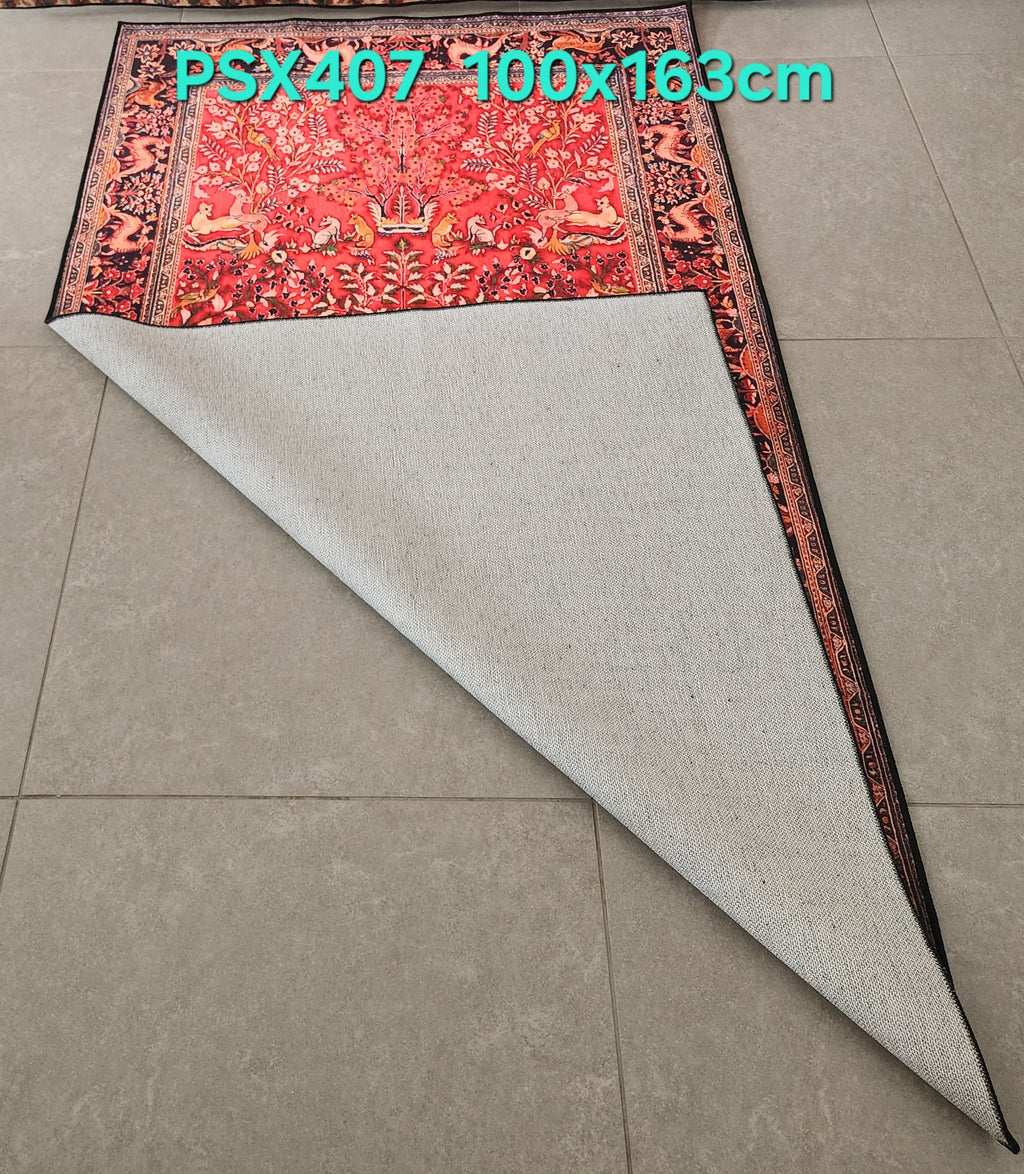 PSX407 Hamedan Persian Style Red | שטיח קיר אומנותי מודפס בסגנון המדהן פרסי 3D פרסי 100X163 ס"מ