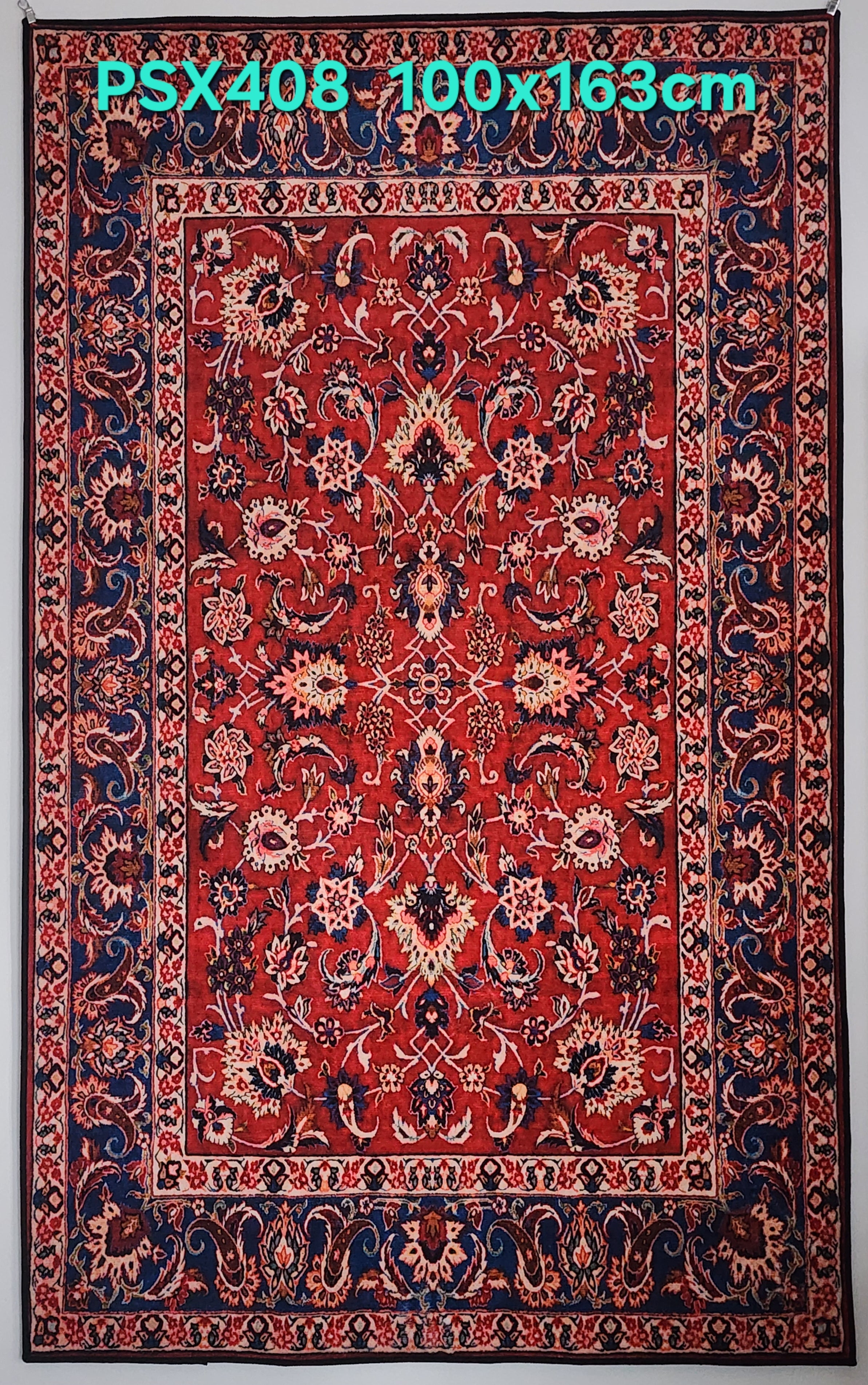 PSX408 Kashan Persian Style Red | שטיח קיר אומנותי מודפס בסגנון קשאן פרסי 3D פרסי 100X163 ס"מ