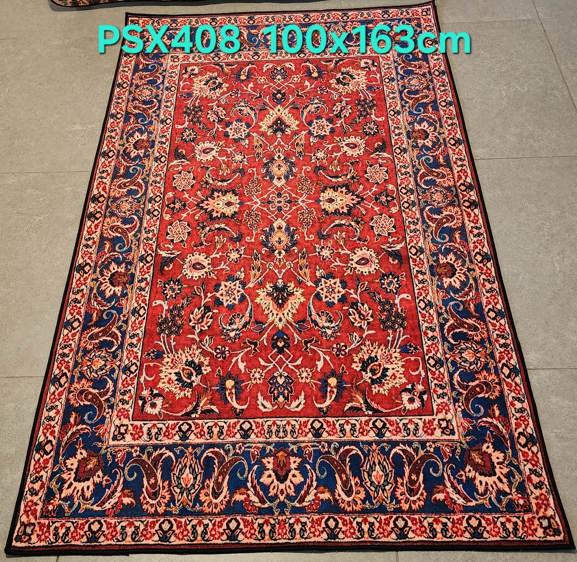 PSX408 Kashan Persian Style Red | שטיח קיר אומנותי מודפס בסגנון קשאן פרסי 3D פרסי 100X163 ס"מ