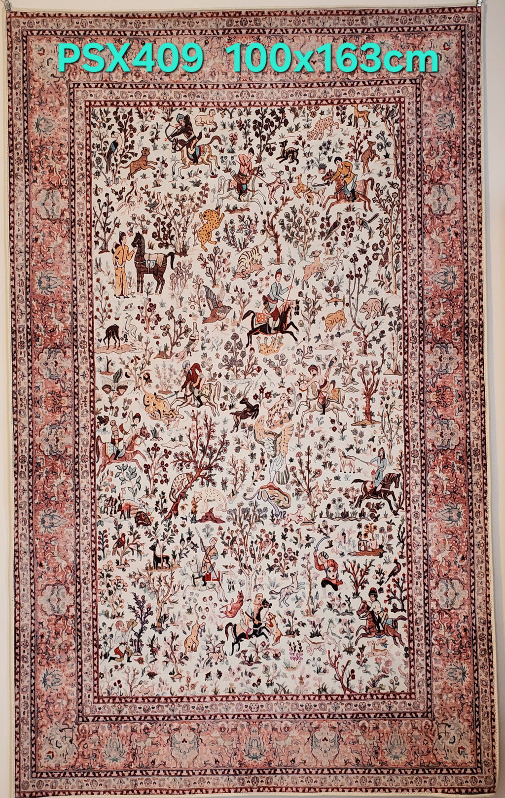 PSX409 Tabriz Persian Style Cream | שטיח קיר אומנותי מודפס בסגנון טבריז פרסי 3D פרסי 100X163 ס"מ