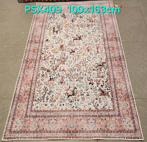 PSX409 Tabriz Persian Style Cream | שטיח קיר אומנותי מודפס בסגנון טבריז פרסי 3D פרסי 100X163 ס"מ