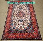PSX410 Isfahan Persian Style Cream/Red | שטיח קיר אומנותי מודפס בסגנון איספהן פרסי 3D פרסי 100X163 ס"מ
