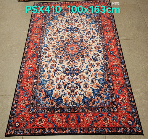 PSX410 Isfahan Persian Style Cream/Red | שטיח קיר אומנותי מודפס בסגנון איספהן פרסי 3D פרסי 100X163 ס"מ