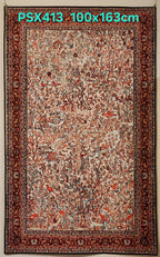 PSX413 Qum Garden Persian Style | שטיח קיר אומנותי מודפס בסגנון קום פרסי 3D פרסי 100X163 ס"מ