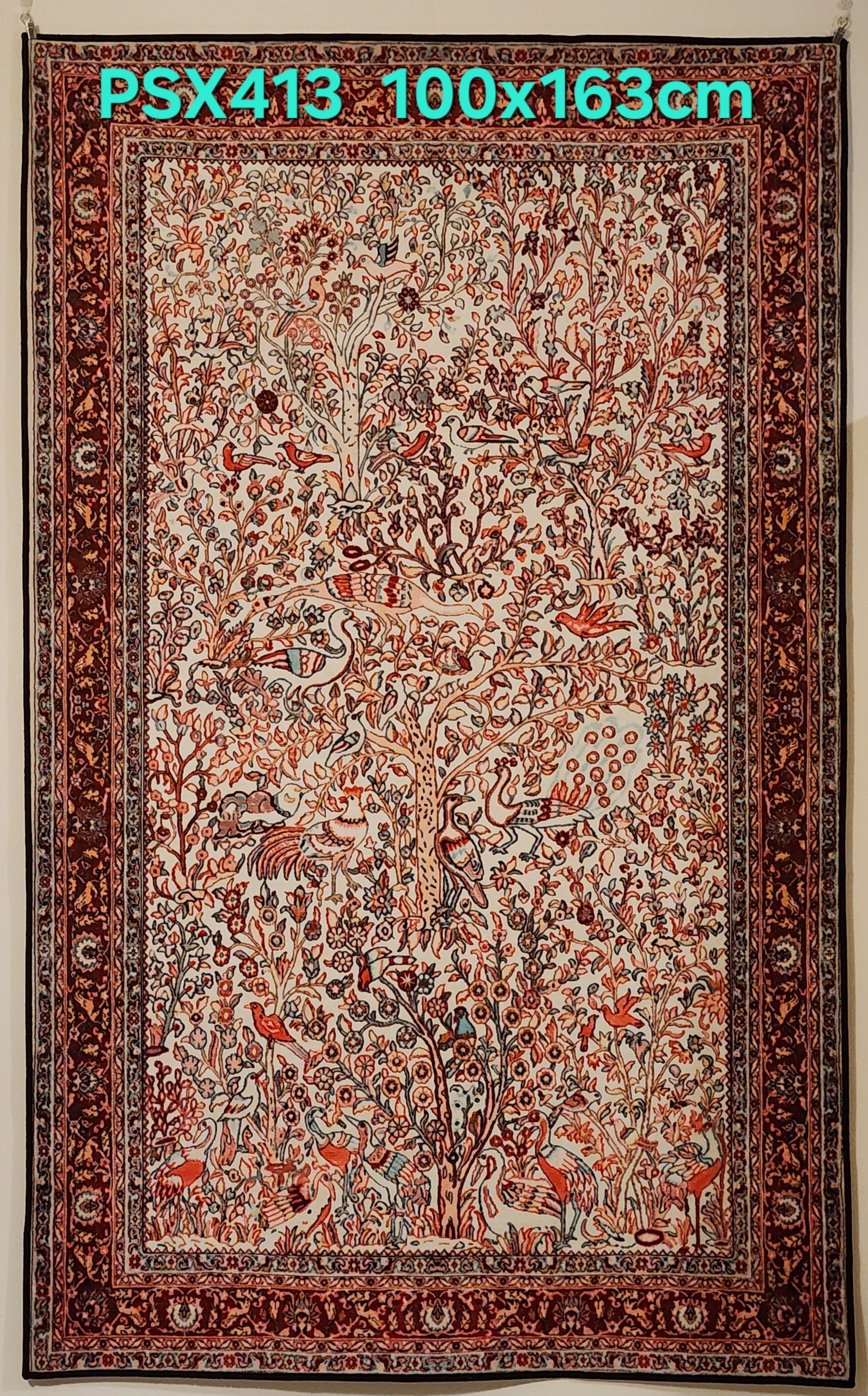 PSX413 Qum Garden Persian Style | שטיח קיר אומנותי מודפס בסגנון קום פרסי 3D פרסי 100X163 ס"מ