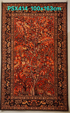 PSX414 Qum Tree of Life Persian Style | שטיח קיר אומנותי מודפס בסגנון קום פרסי 3D פרסי 100X163 ס"מ