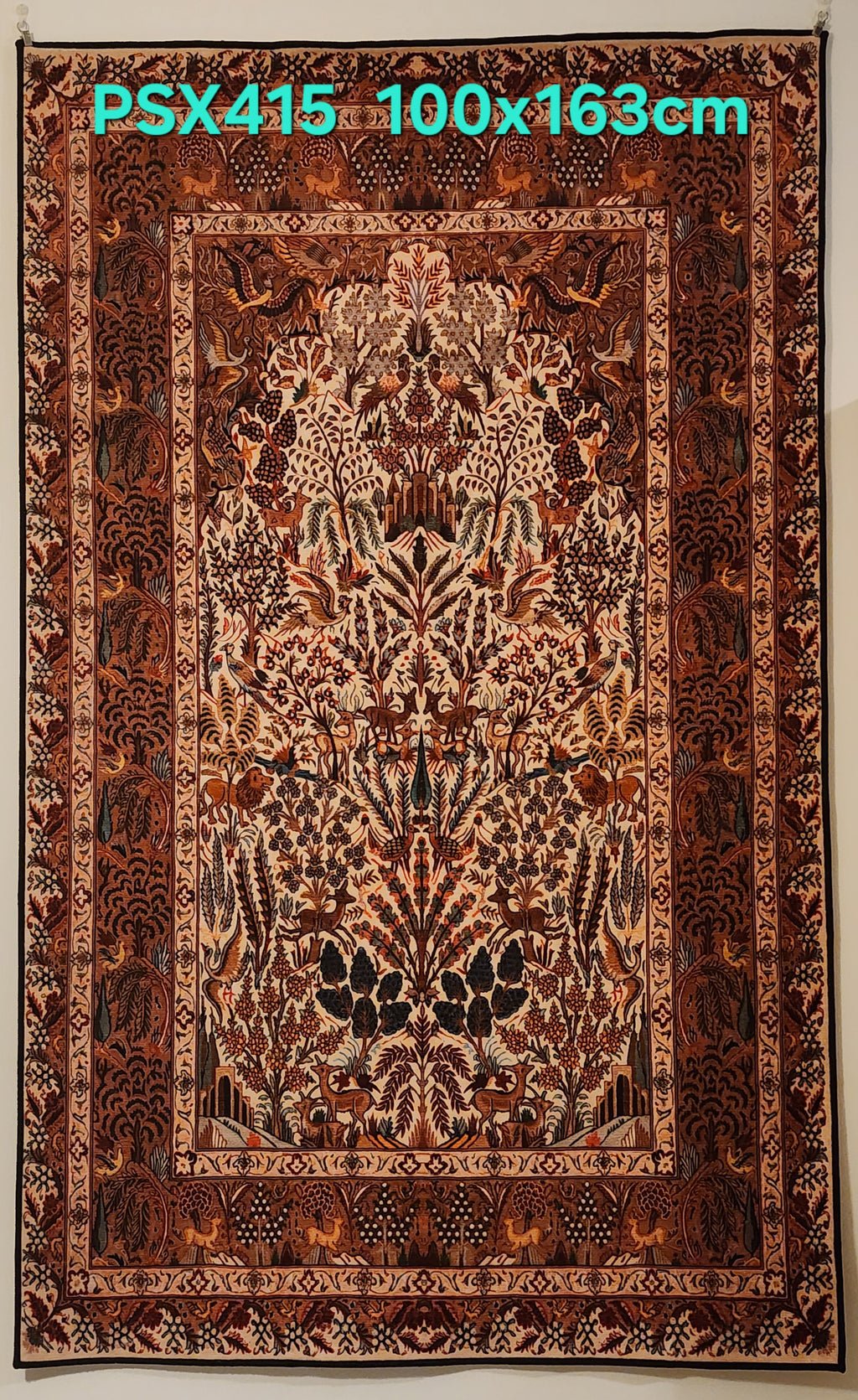 PSX415 Isfahan Tree of Life Persian Style | שטיח קיר אומנותי מודפס בסגנון איספהן פרסי עץ החיים 3D פרסי 100X163 ס"מ