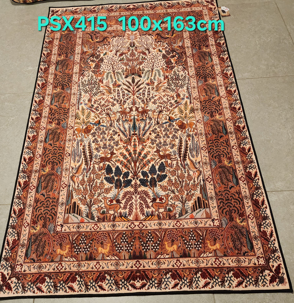 PSX415 Isfahan Tree of Life Persian Style | שטיח קיר אומנותי מודפס בסגנון איספהן פרסי עץ החיים 3D פרסי 100X163 ס"מ