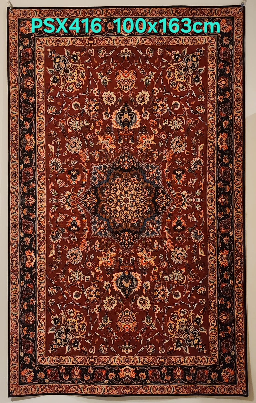 PSX416 Isfahan Persian Style Red | שטיח קיר אומנותי מודפס בסגנון איספהן פרסי 3 D פרסי 100X163 ס"מ