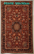 PSX416 Isfahan Persian Style Red | שטיח קיר אומנותי מודפס בסגנון איספהן פרסי 3 D פרסי 100X163 ס"מ