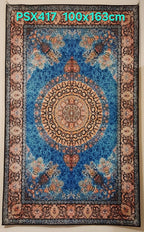 PSX417 Qum Persian Style Turquoise | שטיח קיר אומנותי מודפס סגנון קום פרסי 3D פרסי 100X163 ס"מ