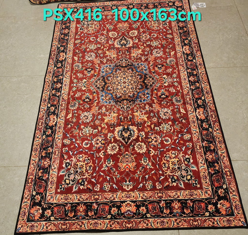 PSX416 Isfahan Persian Style Red | שטיח קיר אומנותי מודפס בסגנון איספהן פרסי 3 D פרסי 100X163 ס"מ