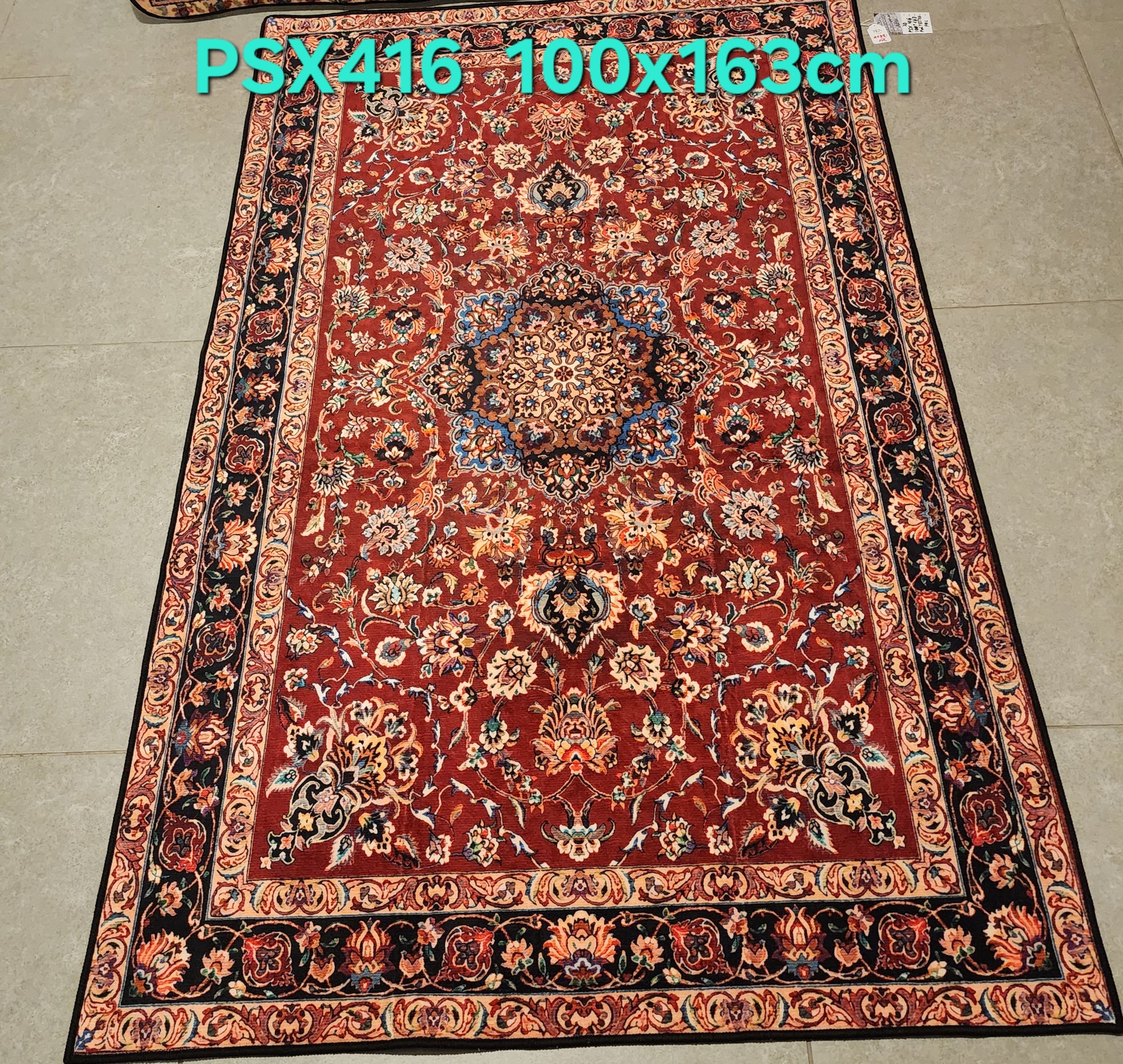 PSX416 Isfahan Persian Style Red | שטיח קיר אומנותי מודפס בסגנון איספהן פרסי 3 D פרסי 100X163 ס"מ