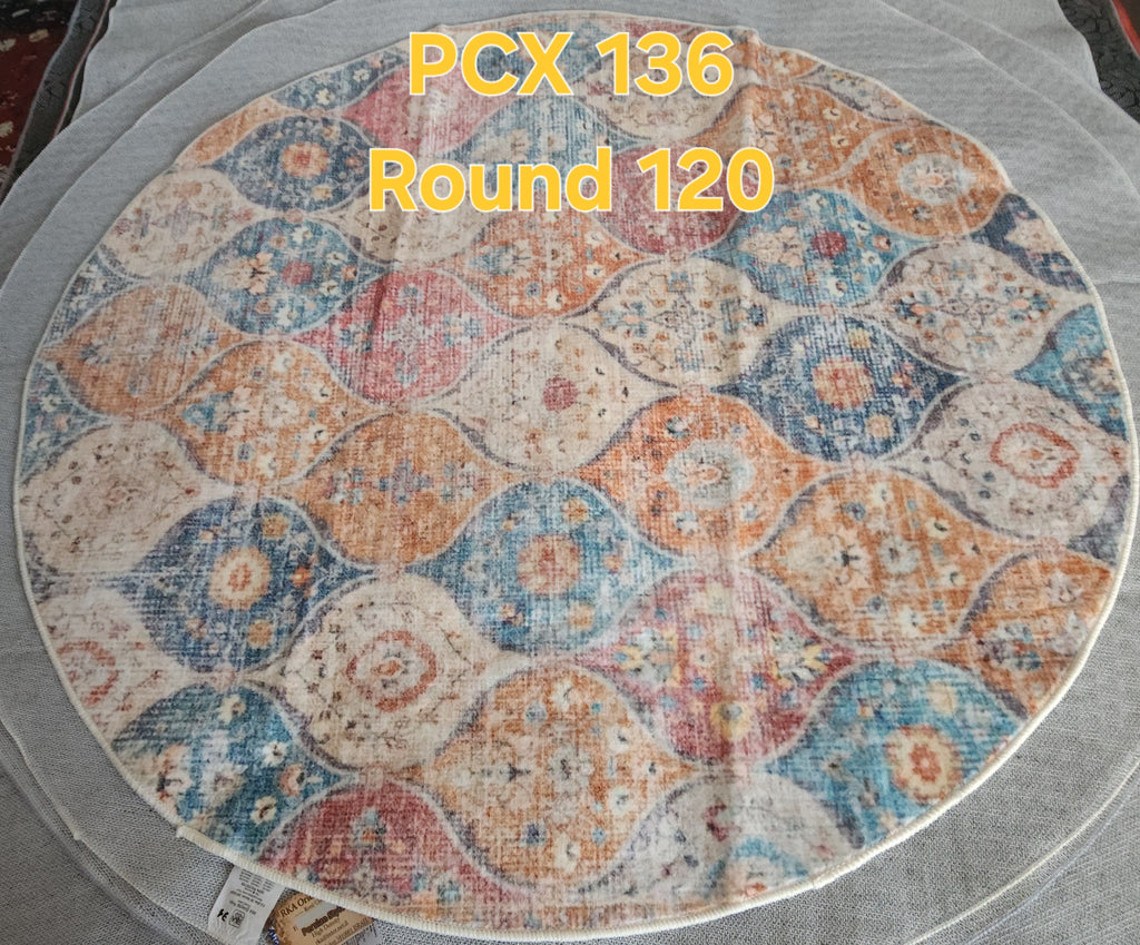 PCX 136 Printed Carpet Colorful Round 120cm | שטיח מודפס צבעוני עגול 120 ס"מ