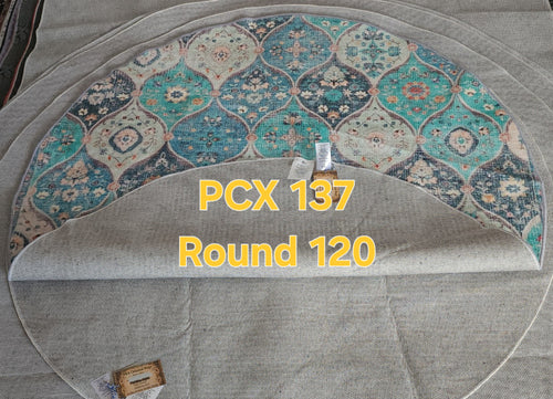 PCX 137 Printed Carpet Greenish Colorful Round 120cm | שטיח מודפס ירקרק צבעוני עגול 120 ס"מ
