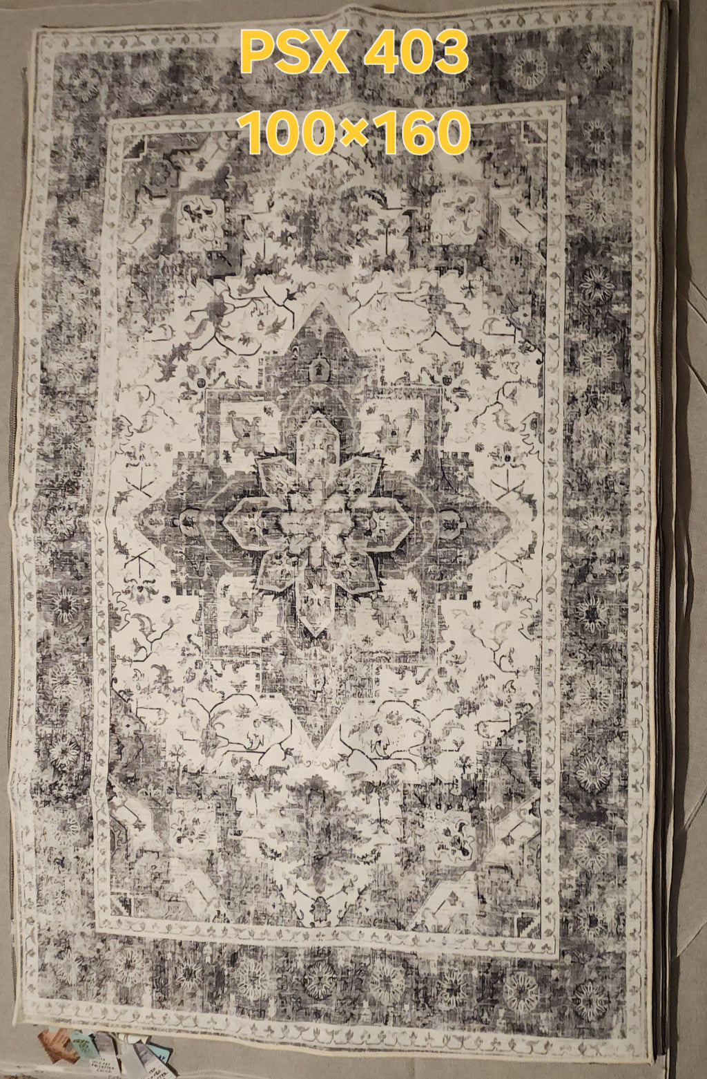 PSX 403 Printed Carpet Grey Vintage Persian 100X160 | שטיח מודפס דוגמא פרסית אפור וינטג' 100X160