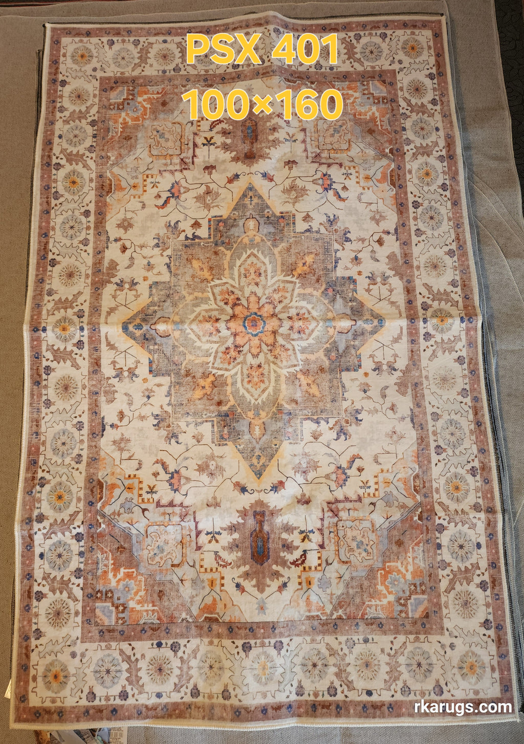 PSX 401 Printed Carpet Cream Vintage Persian 100X160 | שטיח מודפס דוגמא פרסית קרם וינטג' 100X160