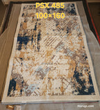 PSX 485 Printed Carpet Cream Blue Modern 100X160 | שטיח מודפס דוגמא מודרנית קרם כחול 100X160