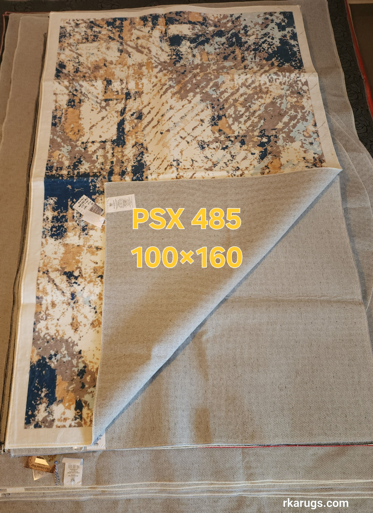 PSX 485 Printed Carpet Cream Blue Modern 100X160 | שטיח מודפס דוגמא מודרנית קרם כחול 100X160