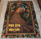PSX 379 Printed Carpet Royal Peacock Blue Orange Persian 80X120 | שטיח מודפס טווס מלכותי כחול כתום 80X120